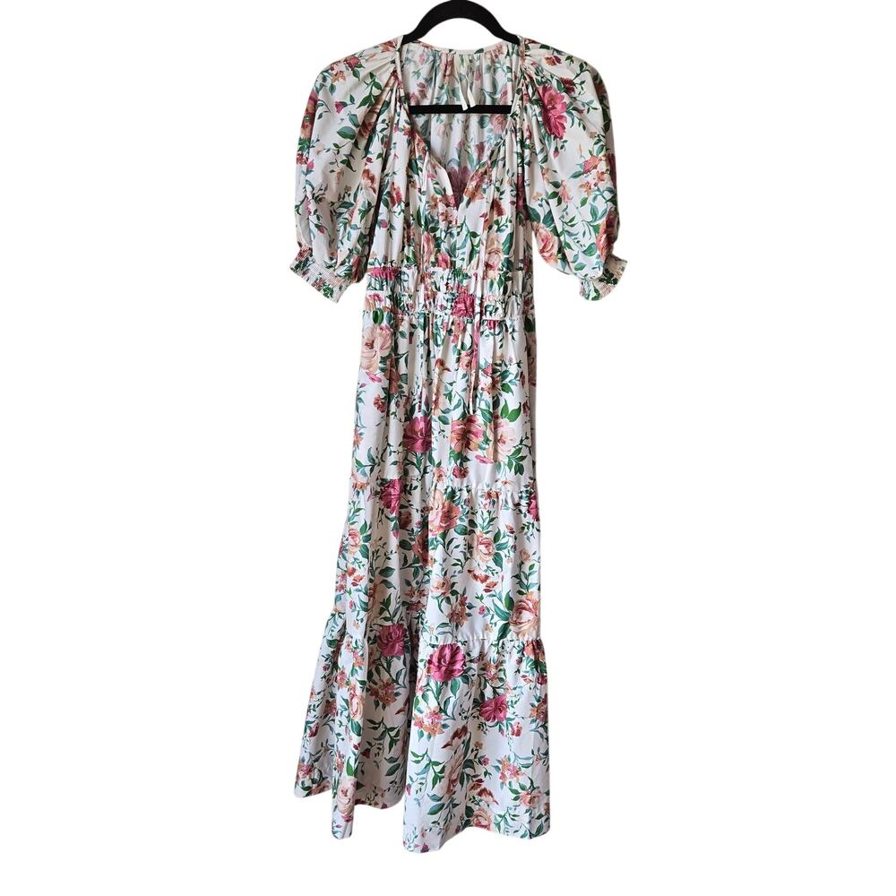 Anthropologie The Somerset Puff-Sleeve Maxi Dress floral pattern Size XS
